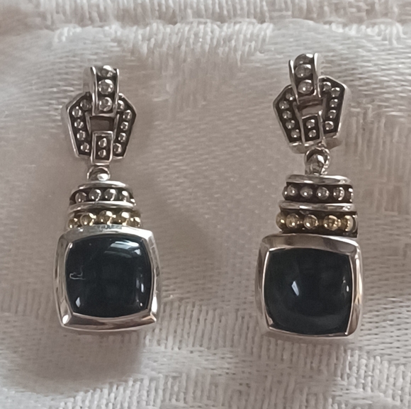 LAGOS Jewelry - LAGOS Caviar Color Onyx Drop Earrings, Sterling & 18k
